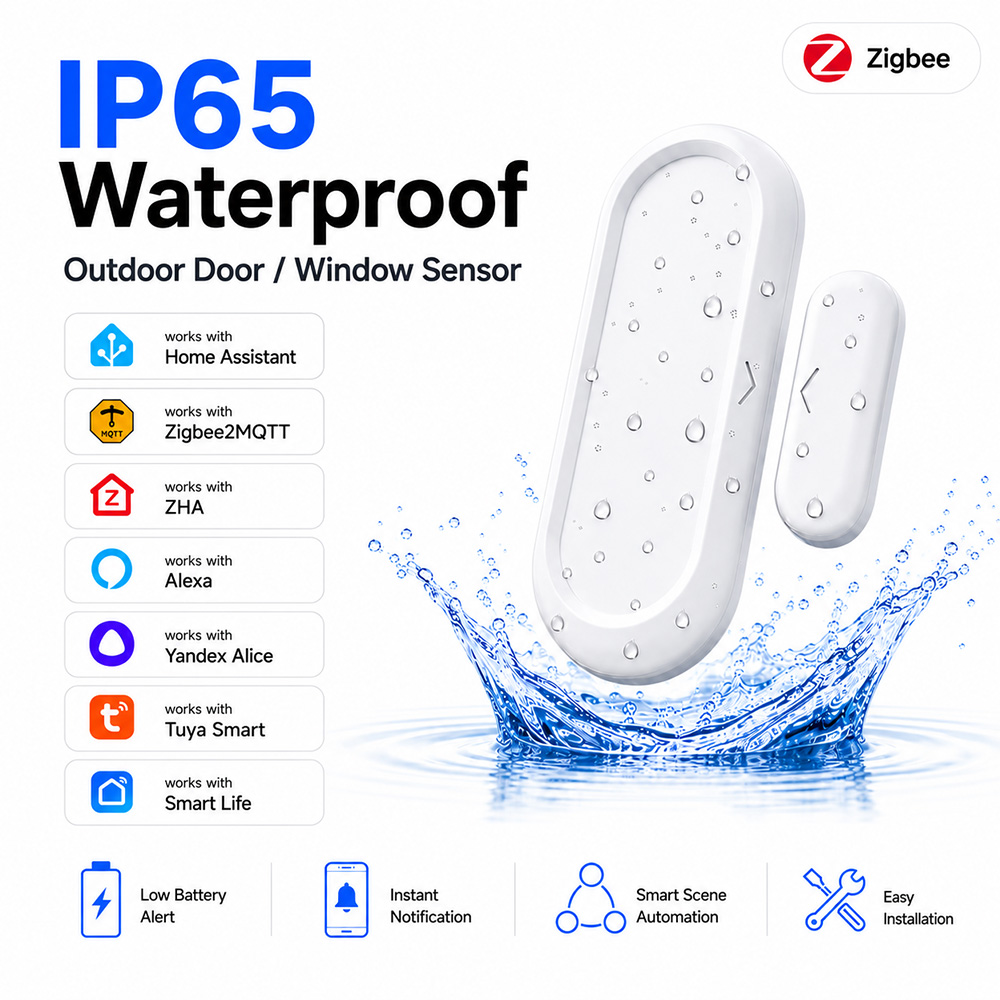 Smart Home Zigbee Gateway - Waterproof Door Window Sensor IP65 Zigbee