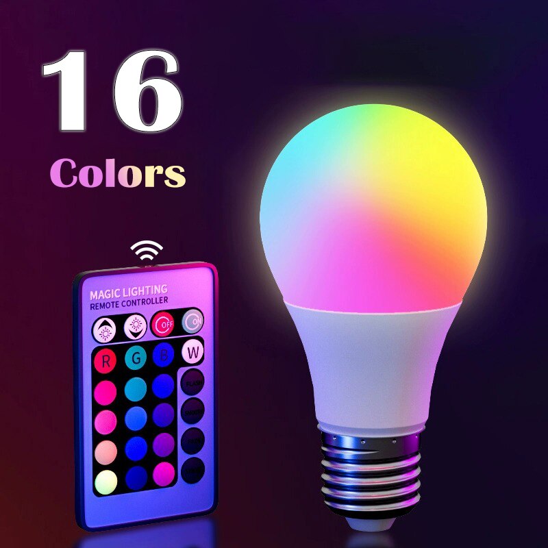 Voice Control Light Bulb - E27 220V 16 Colors RGB Bulb