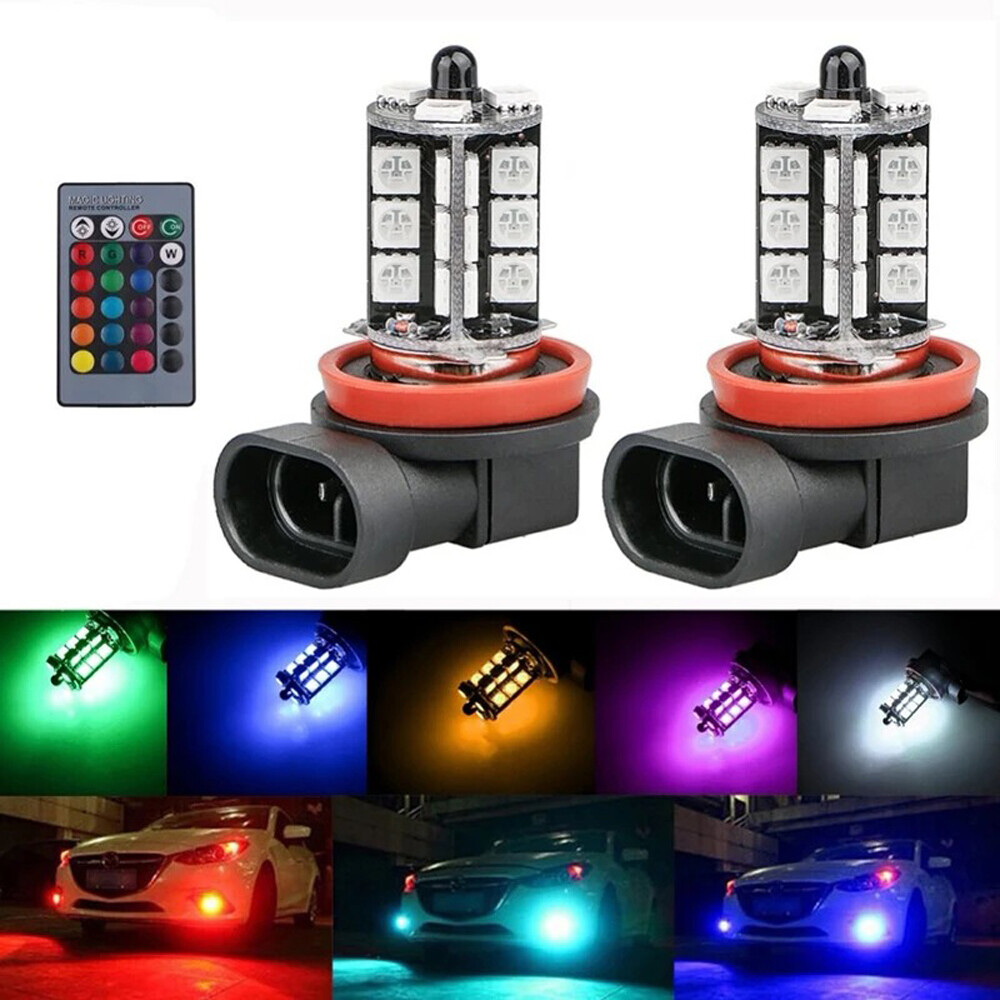 2x RGB H11 H9 H8 5050 27SMD Ca - Voice Control Light Bulb recension och pris