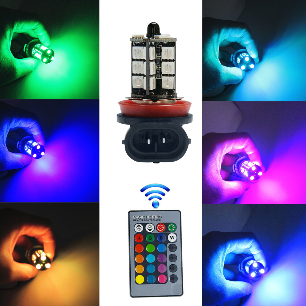 2x RGB H11 H9 H8 5050 27SMD Ca - Voice Control Light Bulb recension och pris