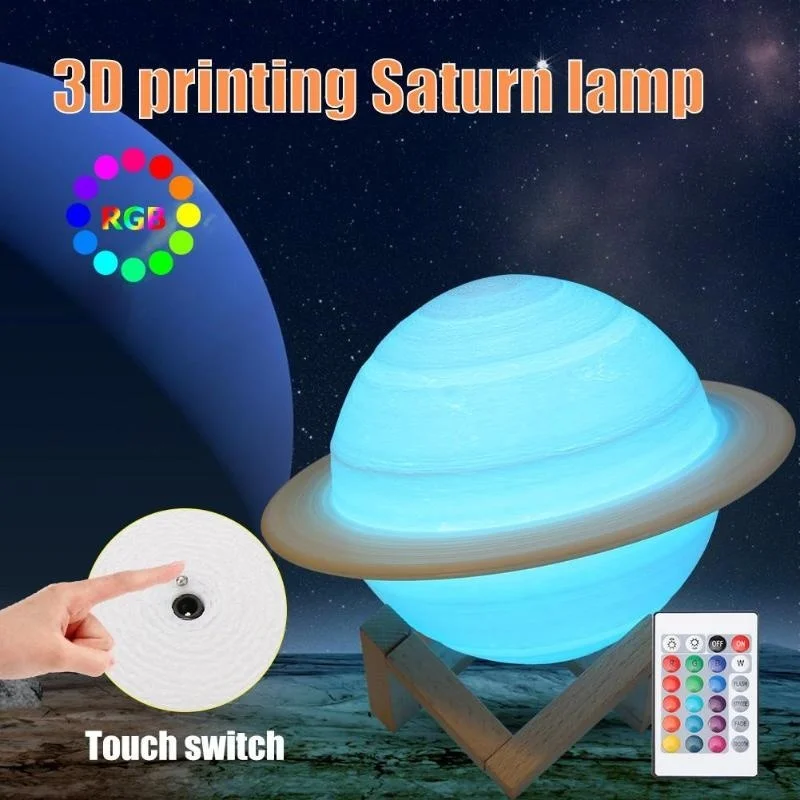 LED Night Light 3D Print Satur - Voice Control Light Bulb recension och pris
